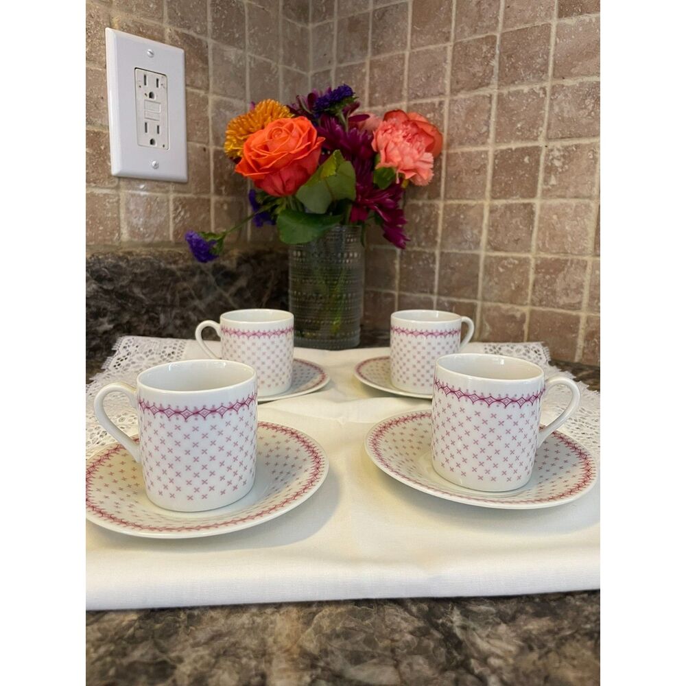 Set of 4 Vintage Empress by Haruta espresso cups and saucers